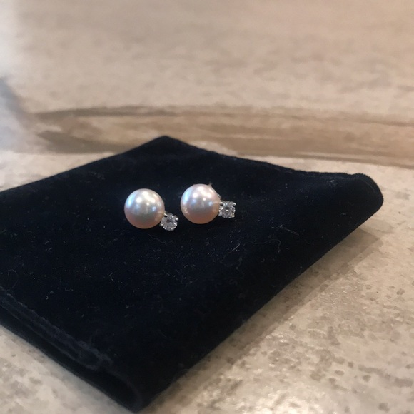 Mikimoto Akoya Stud Earrings with Diamond - Picture 5 of 14